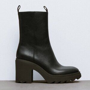 NWT ZARA Rubberized Heel Black Ankle Boots - EU 37/6.5